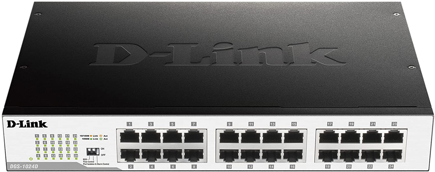 D-Link DGS-1024D Gigabit Ethernet Switch (24 Ports, 10/100/1000 Mbit/s, einfache Plug & Play-Installation, lüfterlos)