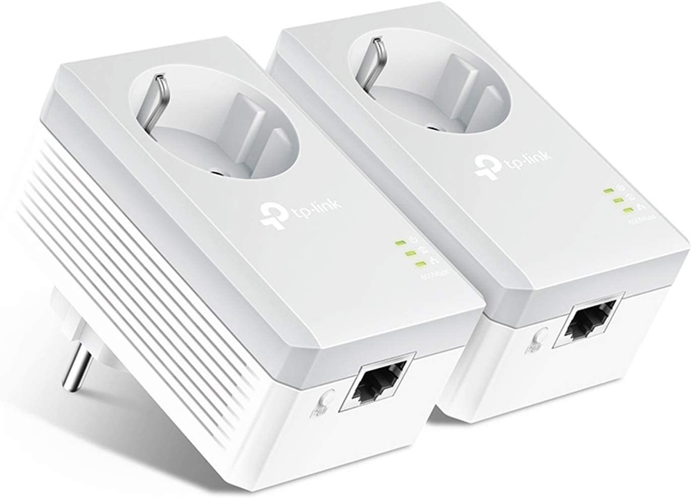 TP-Link TL-PA4010P KIT 600Mbit/s 2-Ports Passthrough Steckdose Powerline Adapter Set (2x10/100Mbit/s-Ethernet-Port, Plug & Play, energiesparend, kompatibel zu allen gängigen Powerline Adaptern) weiß