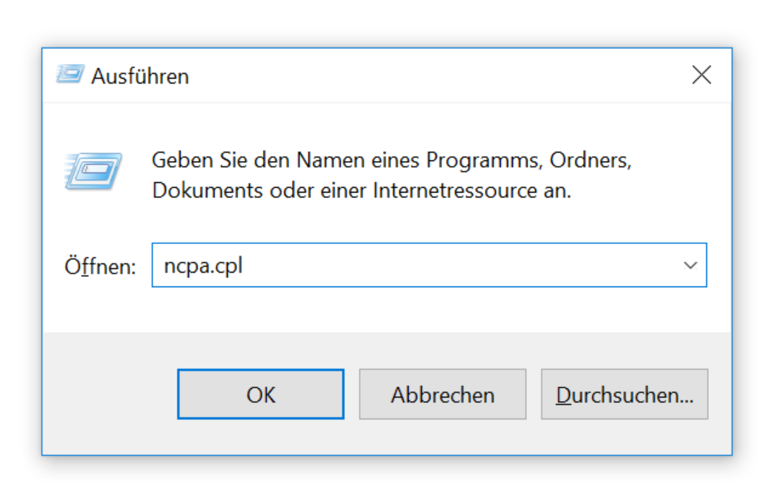 Windows-Netzwerkverbindungen öffnen